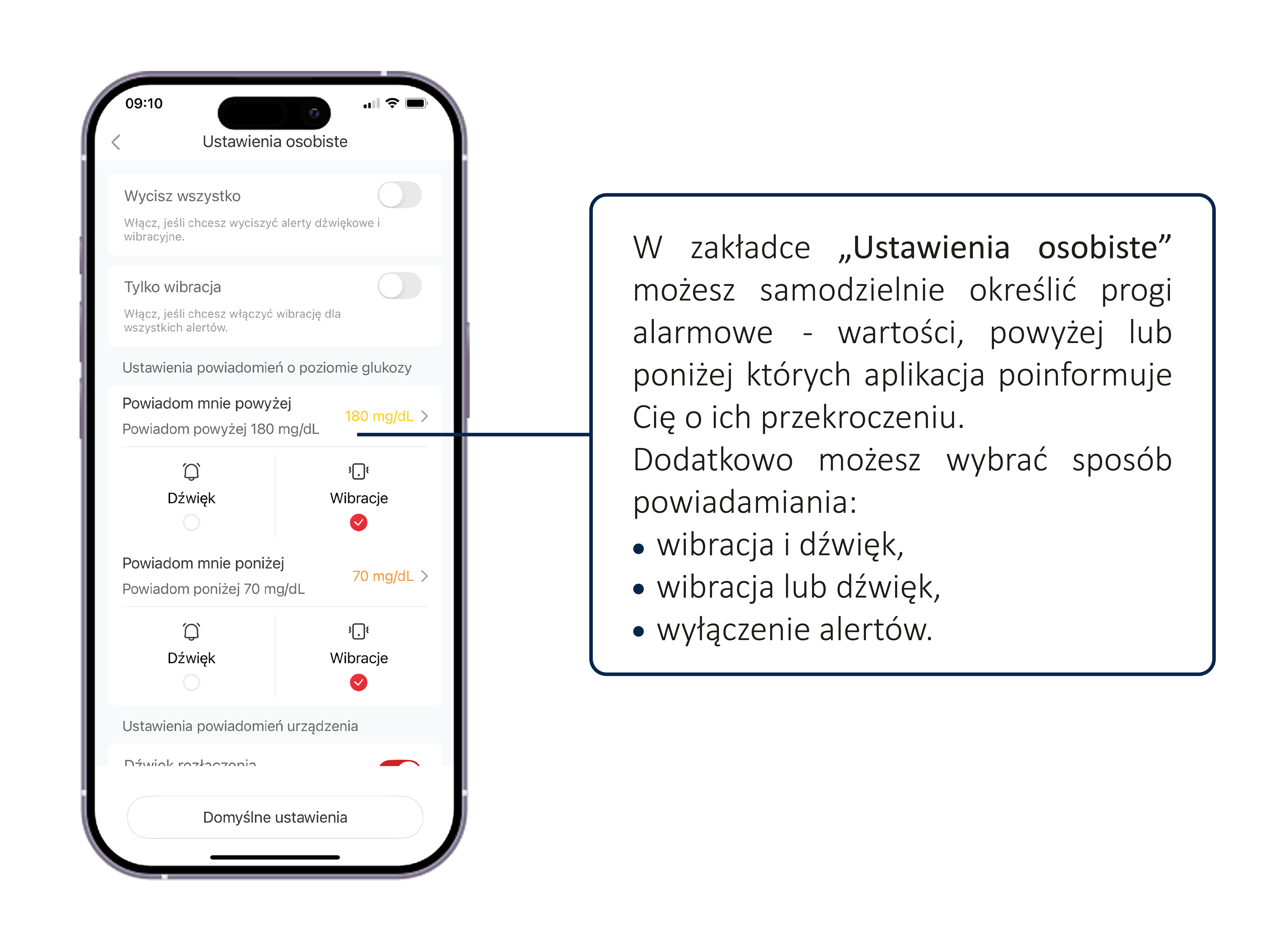 Aplikacja iCan CGM Ustawianie własnych alertów